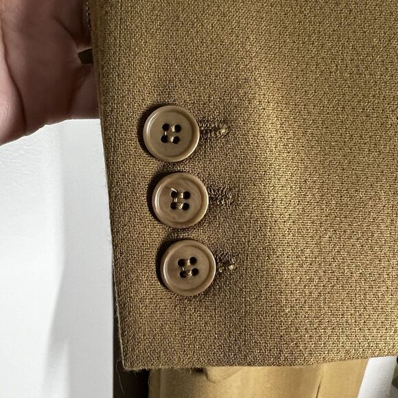 SMYTHE Sz 4 Skinny Lapel Long Wool Coat One Button in Camel Tan - Picture 5 of 12